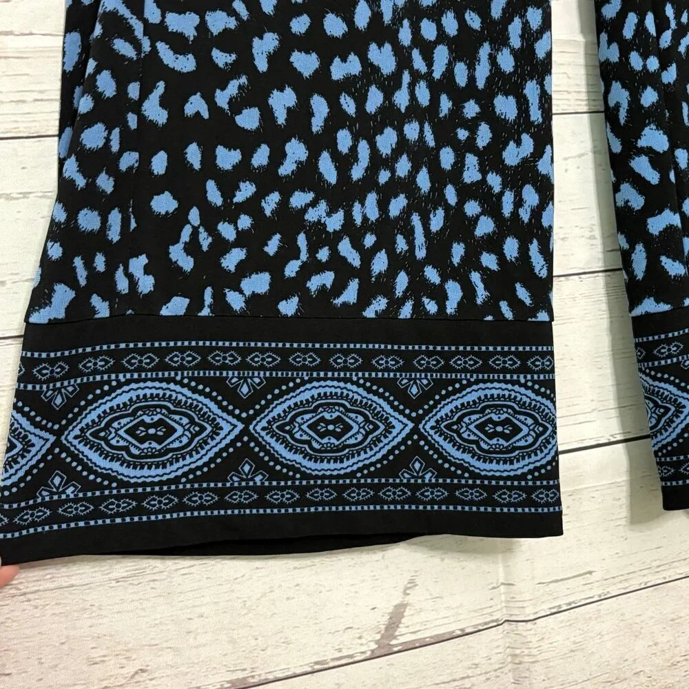 Michael Kors Wide Leg Black‎ Blue Flowy Pants Medium
